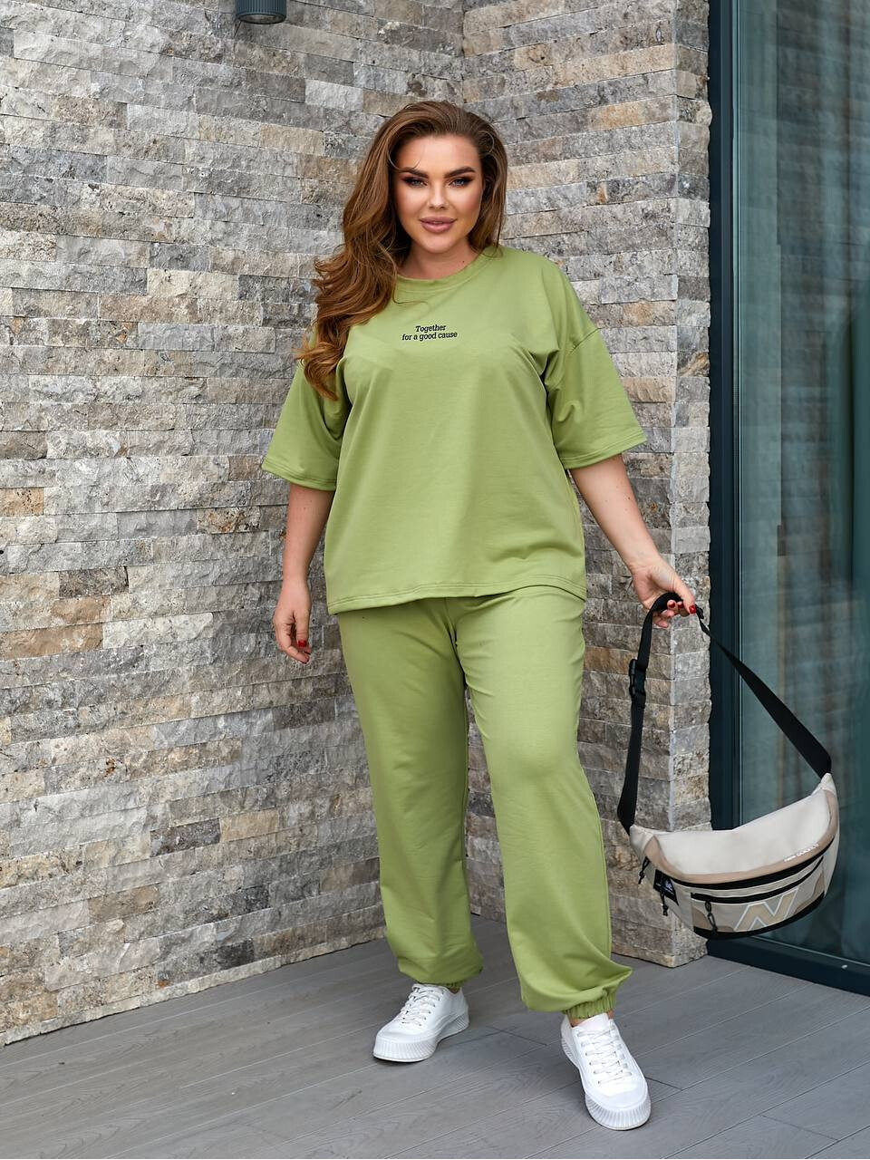Спортивний свободный костюм у стилі OVERSIZE із двонитки пен‘є. 